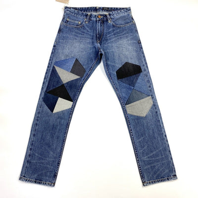 Pantalones Tipo Mendigo Retro con Parches para Hombre