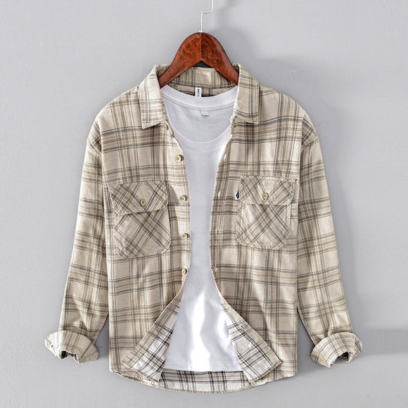 Camisa Casual de Cuadros en Pana de Algodón para Hombre