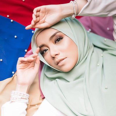 Pañuelo Hijab de Gasa Perla con Brillo - Image 28