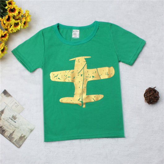 Camiseta Infantil de Algodón con Estampado de Avión - Image 3