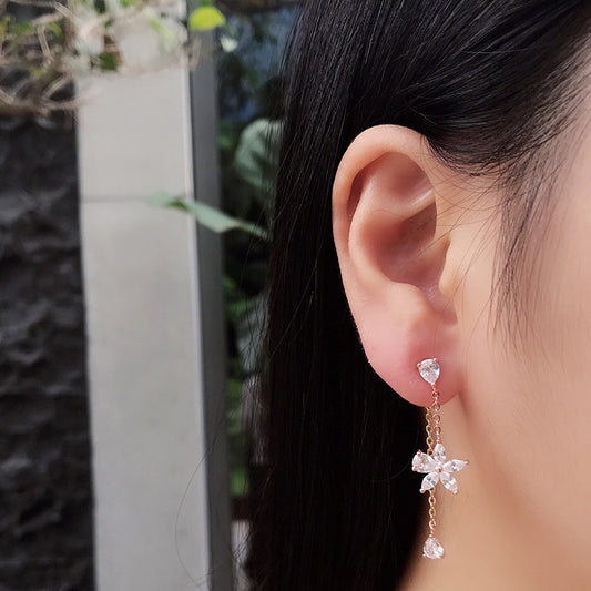 Aretes de Plata Esterlina 925 con Borla Floral