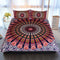 Juego de Cama Boho Floral Rojo y Blanco - Set Completo de 4 Piezas
