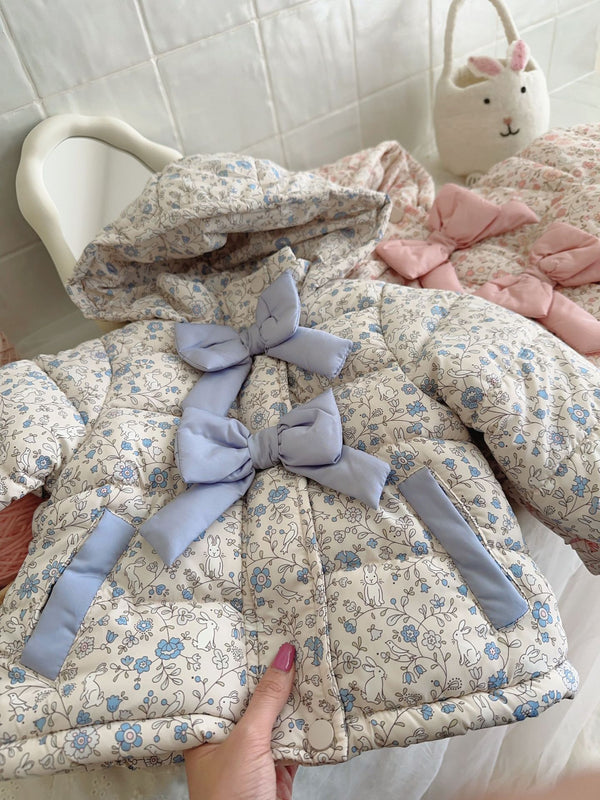 Chaqueta Abrigo Infantil Invierno con Capucha y Estampado Floral - Image 6