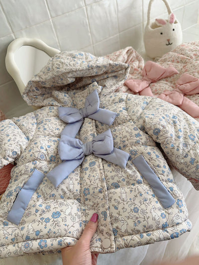 Chaqueta Abrigo Infantil Invierno con Capucha y Estampado Floral - Image 6