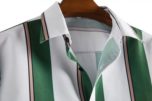 Camisa Casual de Rayas para Hombre - Manga Corta - Image 18