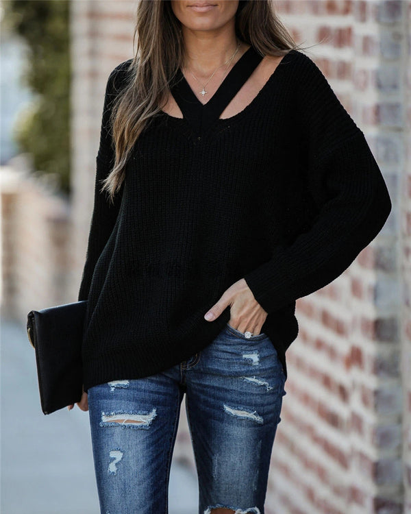 Suéter V-neck versátil para mujer - Perfecto para el trabajo