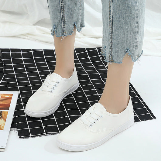 Zapatillas de Lona con Cordones Estilo Coreano Blancas para Estudiantes - Image 5