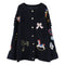 Cardigan Suelto de Punto con Bordado de Dibujos Animados para Mujer