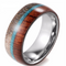 Anillo de Tungsteno con Incrustaciones de Madera y Astas Silvestres - 8mm Abovedado para Hombre