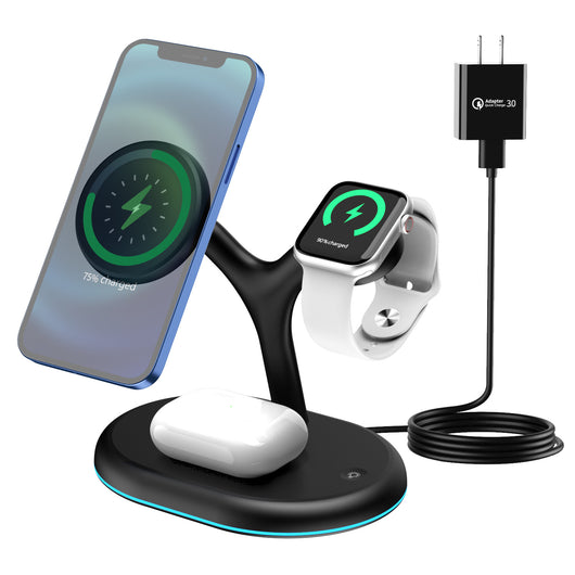 Cargador Inalámbrico 3 en 1 con Base Magnética para Teléfono, Auriculares y Reloj - Image 6