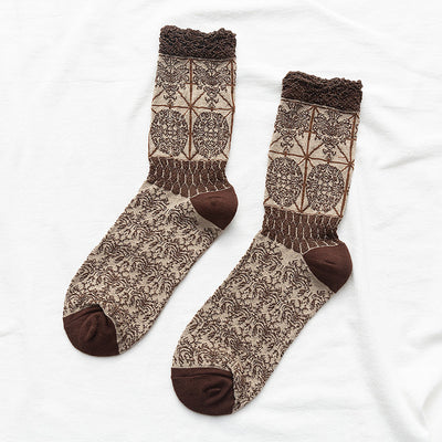 Calcetines Étnicos Retro con Estampado Floral para Mujer - Image 8