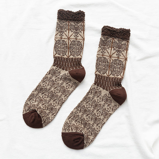 Calcetines Étnicos Retro con Estampado Floral para Mujer - Image 8