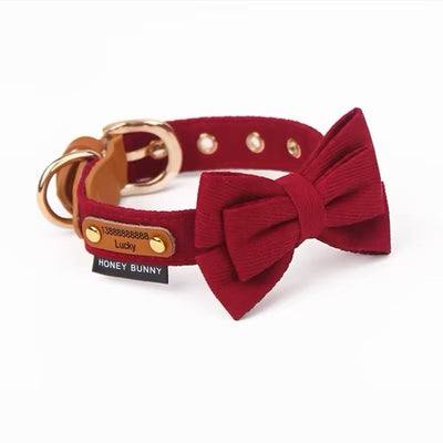 Collar de Cuero para Perro con Letras y Moño - Correa de Mano - Image 14