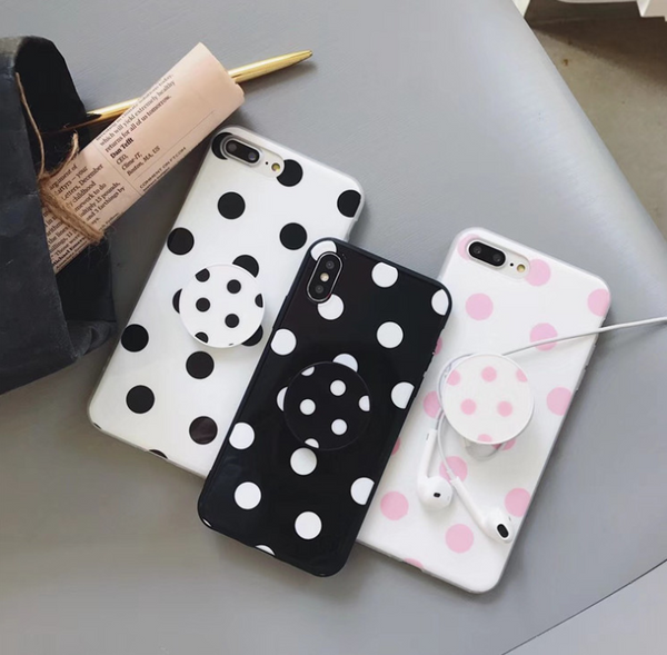 Funda iPhone 7 8 Plus con Soporte Giratorio y Diseño Onda Puntillista
