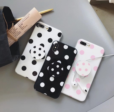 Funda iPhone 7 8 Plus con Soporte Giratorio y Diseño Onda Puntillista