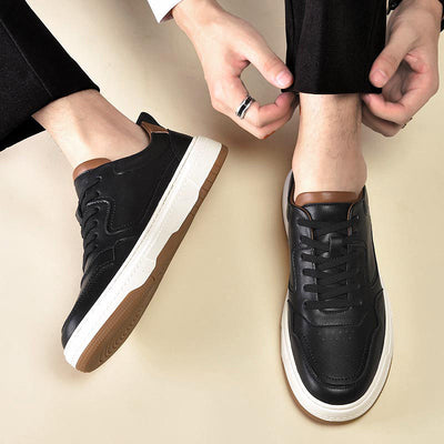 Tenis Blanco de Cuero Doble Capa para Hombre - Estilo Coreano Casual - Image 3