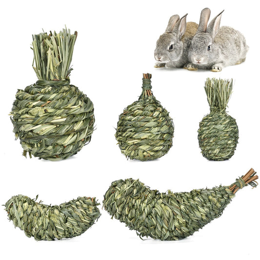 Juguetes Masticables de Pasto Timothy para Conejos, Conejillos de Indias y Roedores