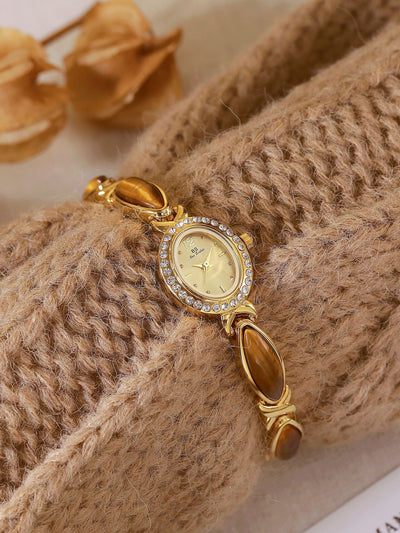 Reloj de Cadena Ojo de Tigre Natural - Diseño Vintage Clásico - Image 18