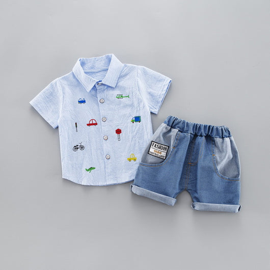 Traje de dos piezas de manga corta para niños - Image 5