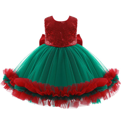 Vestido Navideño Infantil con Lentejuelas y Moño - Image 4