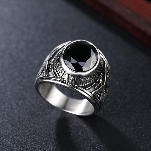 Anillo Militar de Acero Titanio con Gema Punk Personalizado para Hombre - Image 9