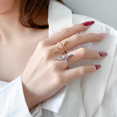 Anillo de Plata Esterlina con Diamantes Fancy Diseño Serpiente - Image 5