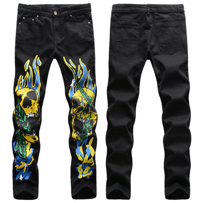 Pantalones de Calle Urbanos con Diseño Calavera y Llamas - Estilo Graffiti para Hombre - Image 4