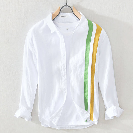 Camisa de Lino Casual para Hombre - Manga Larga Suelta Talla Grande