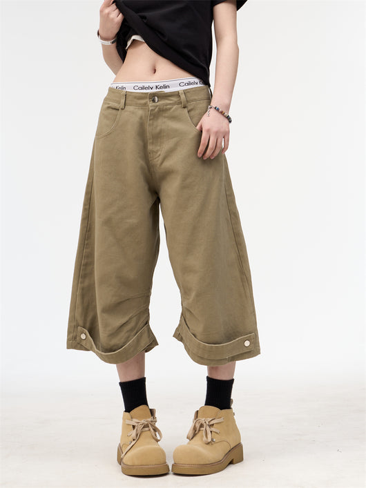 Pantalones Cortos de Trabajo Retro en Khaki para Mujer - Image 14