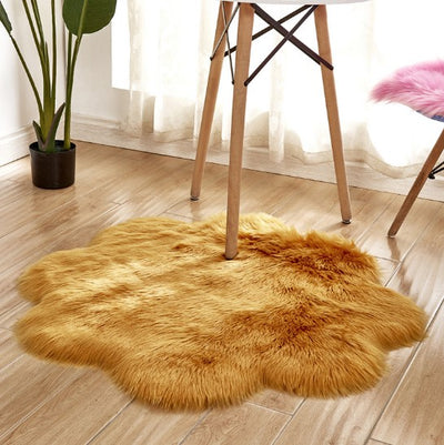 Alfombra de Lana Artificial con Forma Floral – Tapete Suave de Piel Sintética - Image 7