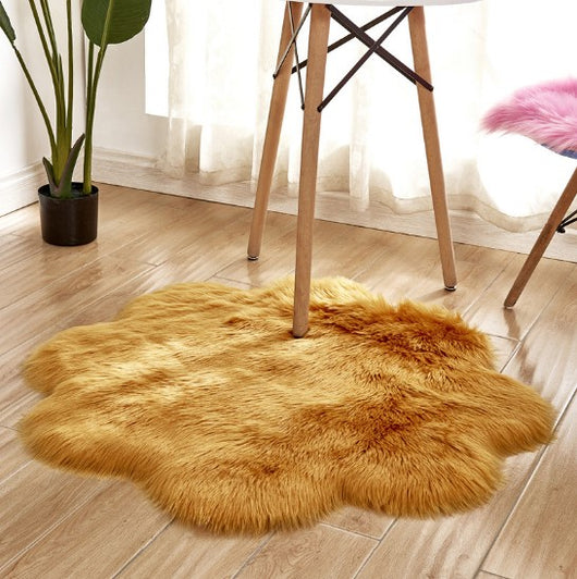 Alfombra de Lana Artificial con Forma Floral – Tapete Suave de Piel Sintética - Image 7