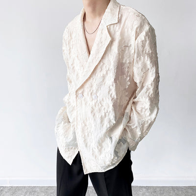 Camisa Unisex Jacquard Bordada en Tono Albaricoque - Image 8