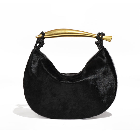 Bolso Sardina de Cuero Genuino con Crin de Caballo - Moda Étnica Premium