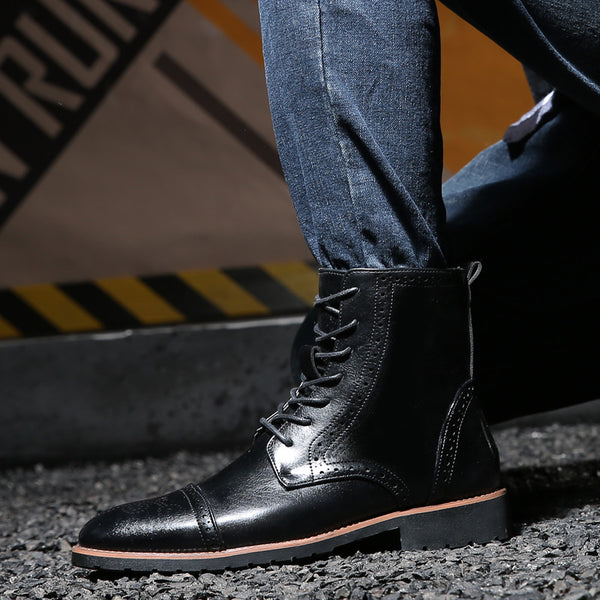 Botas de Cuero Estilo Británico Talla Grande para Hombre