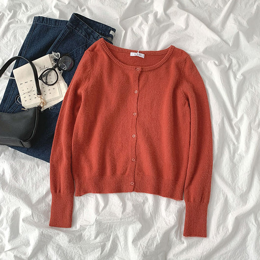 Cardigan Básico de Punto para Mujer - Estilo Relajado Primavera - Image 3