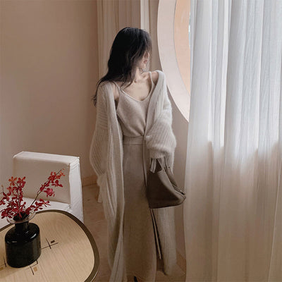 Cardigan Tejido Grueso Midi Versátil para Mujer