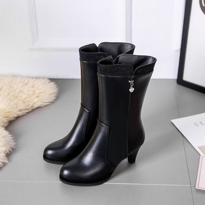 Botas de Invierno con Tacón Alto y Colgante de Corazón para Mujer - Image 4