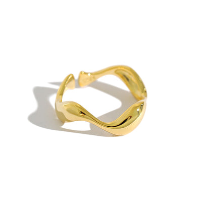 Anillo de Plata S925 Minimalista Ondulado Brillante para Mujer - Image 9