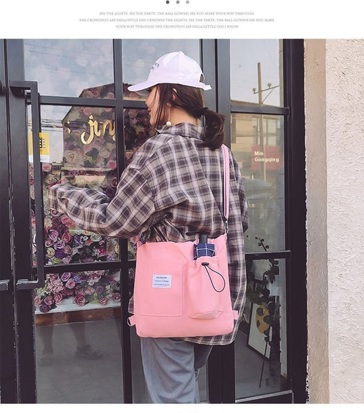 Mochila Estilo Harajuku con Bolsillos - Bolsa de Lona para Estudiantes y Mujeres - Image 19