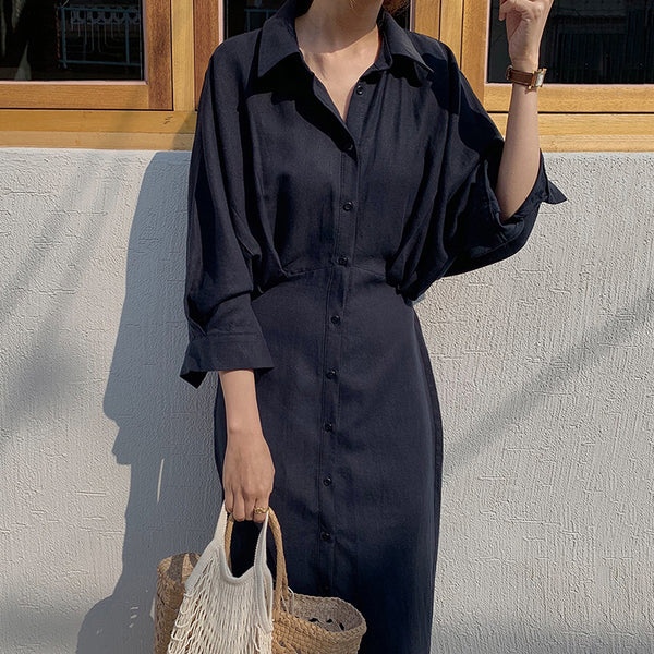Vestido Camisero Suelto Hasta la Rodilla con Efecto Reductor de Cintura - Image 16