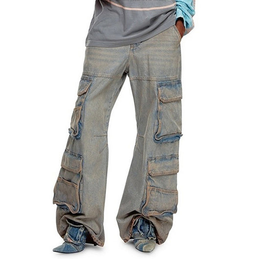 Pantalones Cargo Multibolsillos Estilo Urban Lavado Desgastado - Image 12