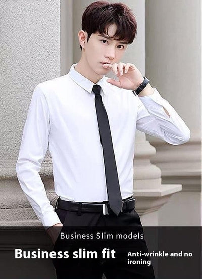 Camisa Blanca Manga Larga Slim Fit para Hombre - Versátil y Elegante - Image 25