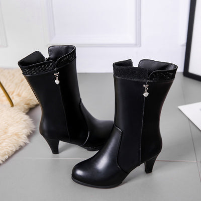 Botas de Invierno con Tacón Alto y Colgante de Corazón para Mujer - Image 3