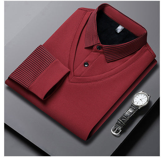 Playera Casual de Negocios con Efecto Dos Piezas y Mangas Rayadas - Image 33