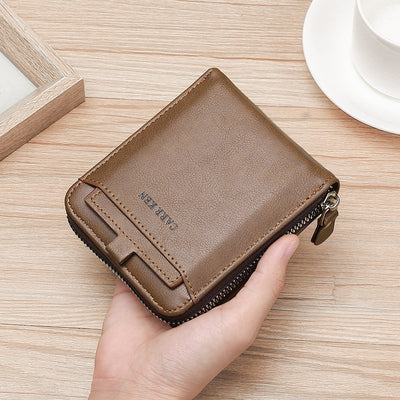 Billetera Corta de Hombre con Cierre - Diseño Casual Moderno