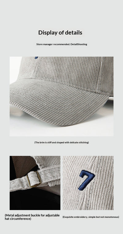 Gorra de Béisbol Pana Ancha Elegante y Versátil para Hombre - Image 12