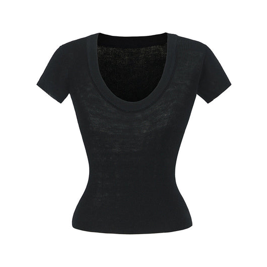 Blusa Ajustada de Lana Estilo Europeo - Cuello Redondo Liso y Elástico - Image 13