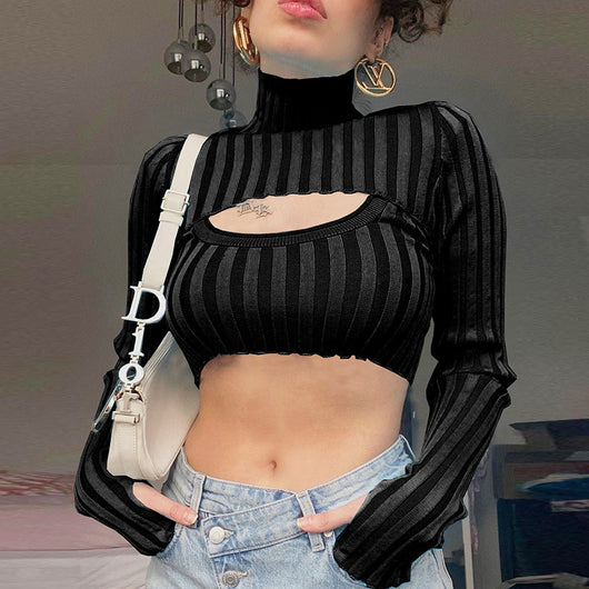 Conjunto de Dos Piezas: Chaleco Hueco y Blusa de Cuello Alto en Lana - Image 14