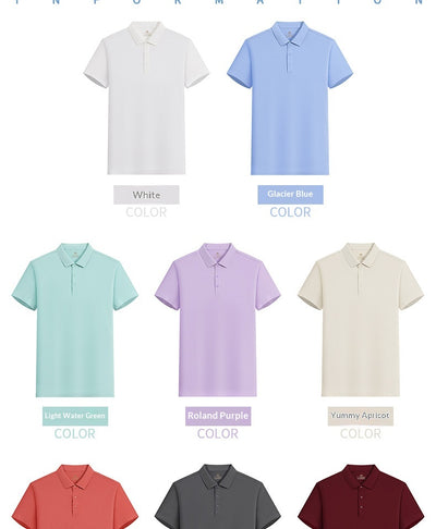 White short-sleeve polo shirt for men, made from a mercerized cotton blend with a three-button placket. - Image 16