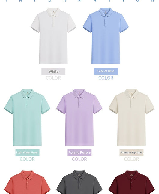 White short-sleeve polo shirt for men, made from a mercerized cotton blend with a three-button placket. - Image 16